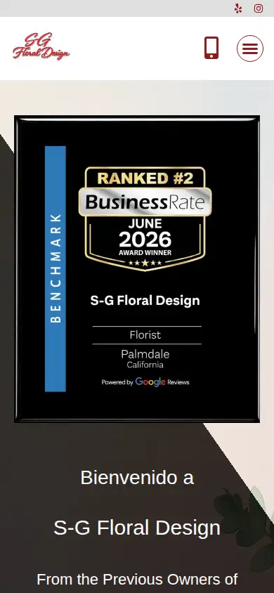 S-G Floral Design online shop on a phone