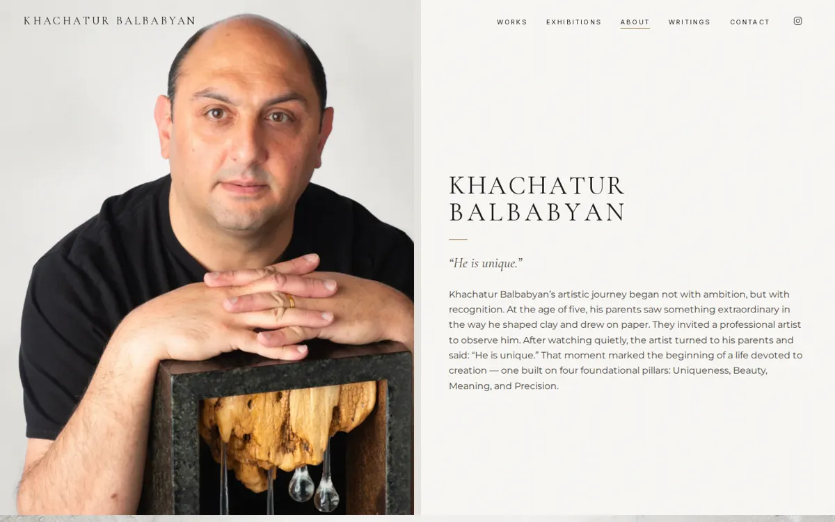 About page of the Khachatur Balbabyan website