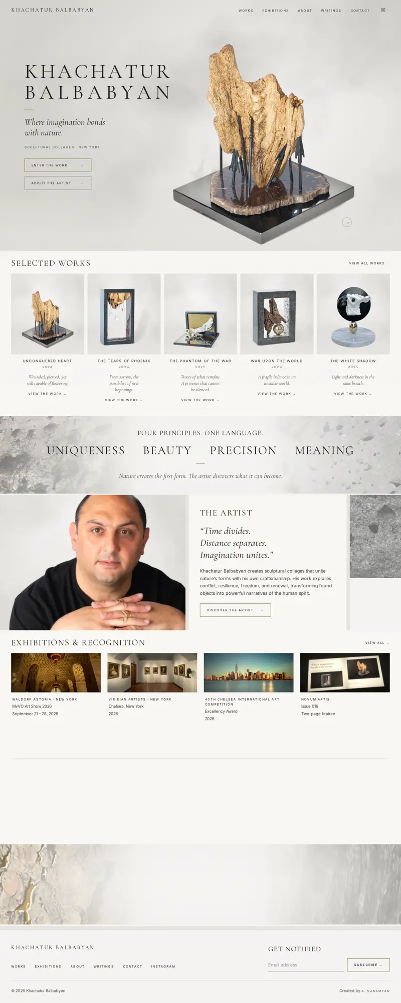 Full home page of the Khachatur Balbabyan website