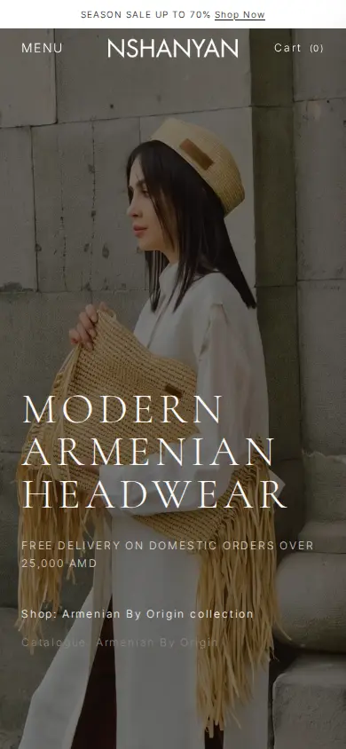 Nshanyan online shop on a phone