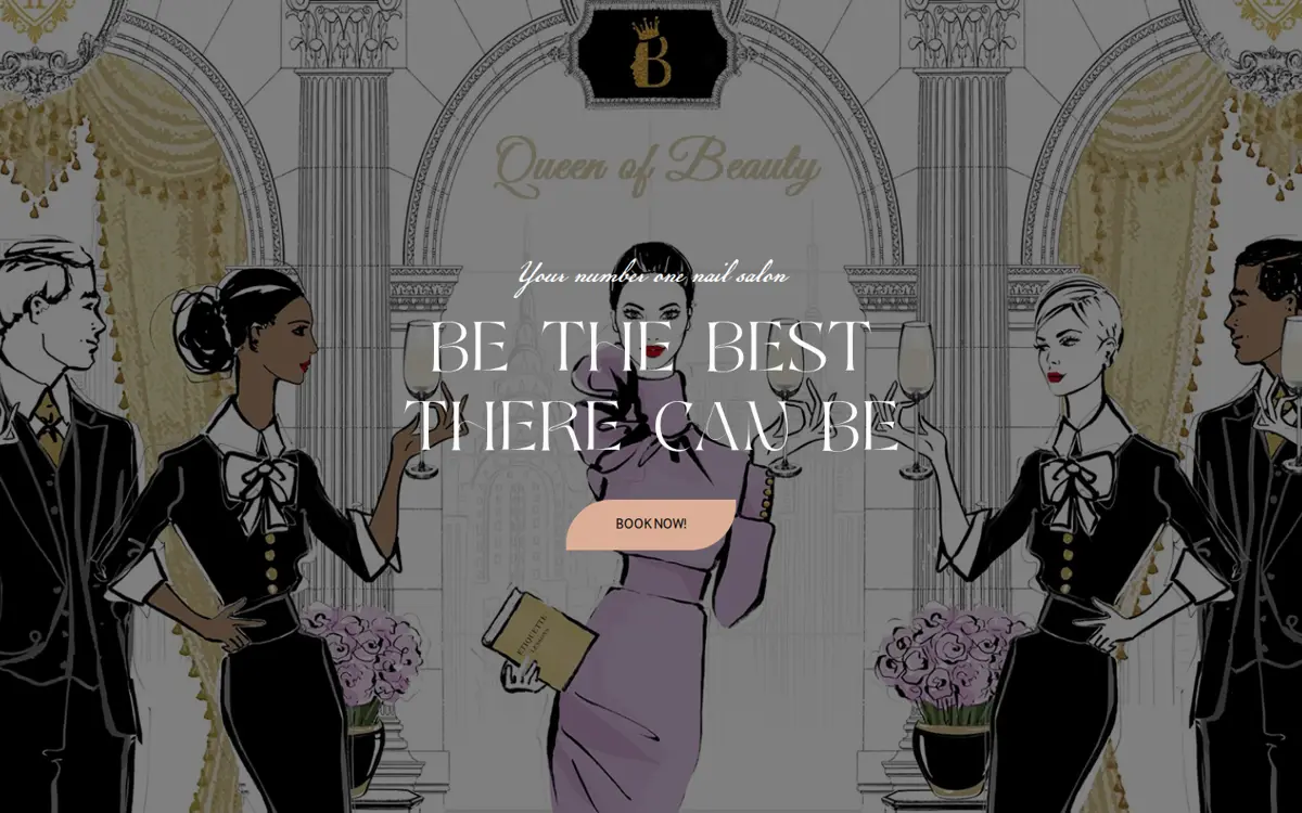 Queen B Nail Salon website home page, designed and built by Pixel AI